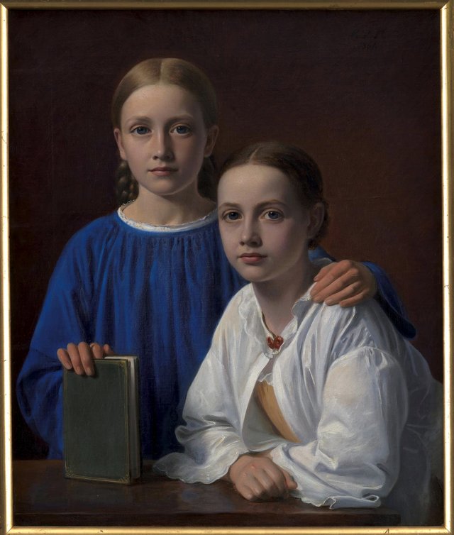 Meta Magdalene Hammerich og kunstnerens datter Kristiane Konstantin Hansen by Constantin Hansen