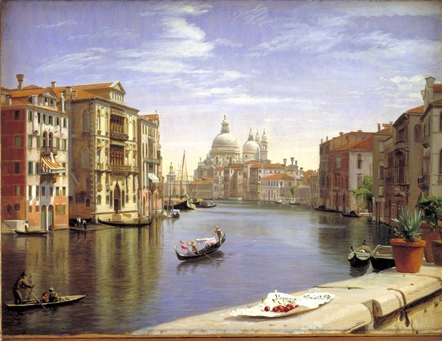 Udsigt over Canal Grande i Venedig. I baggrunden S. Maria della Salute by P. C. Skovgaard