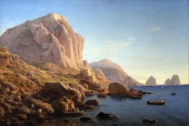 Motiv fra Capri, kort efter solens opgang by Christen Købke