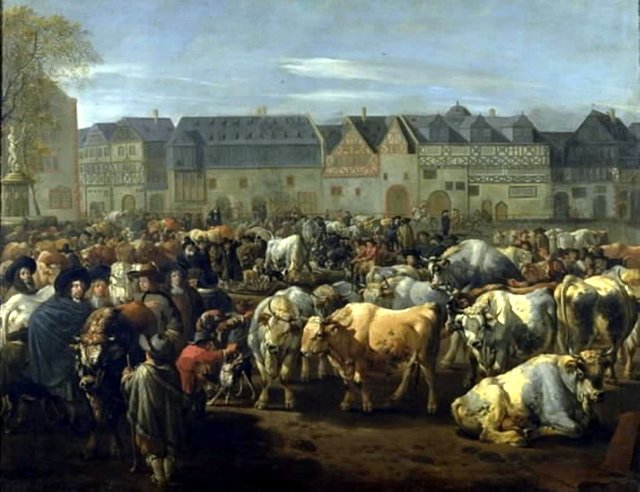 Et kvægmarked by Johann Heinrich Roos