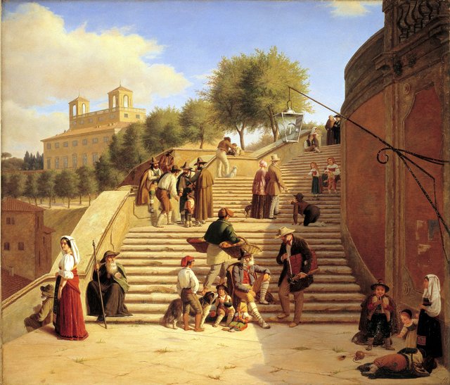 Det øverste parti af Den spanske Trappe i Rom by Julius Friedlænder