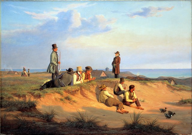 Mænd af Skagen en sommeraften i godt vejr by Martinus Rørbye