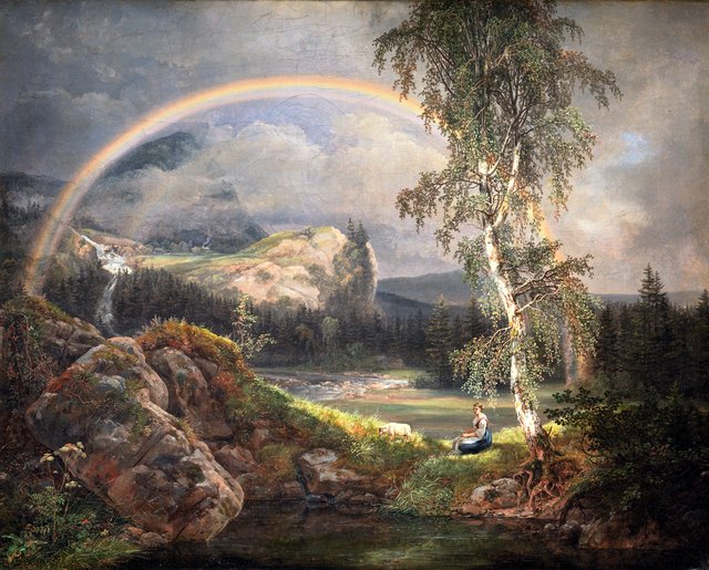 Norsk landskab med en regnbue by Johan Christian Dahl