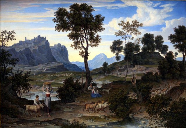 Landskab. Civitella ved Olevano, Rom by Joseph Anton Koch