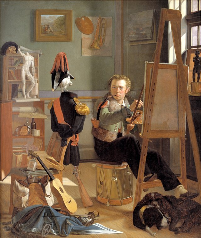 En bataljemaler, Jørgen Sonne, i sit atelier by Ditlev Blunck