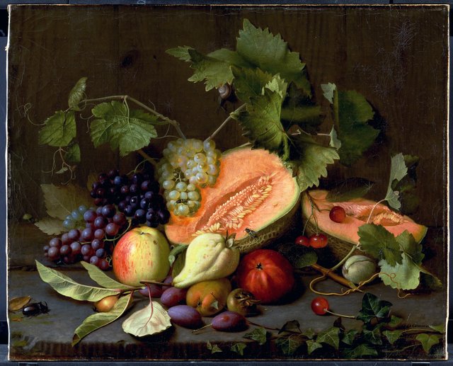 Frugtstykke med meloner og druer by O.D. Ottesen
