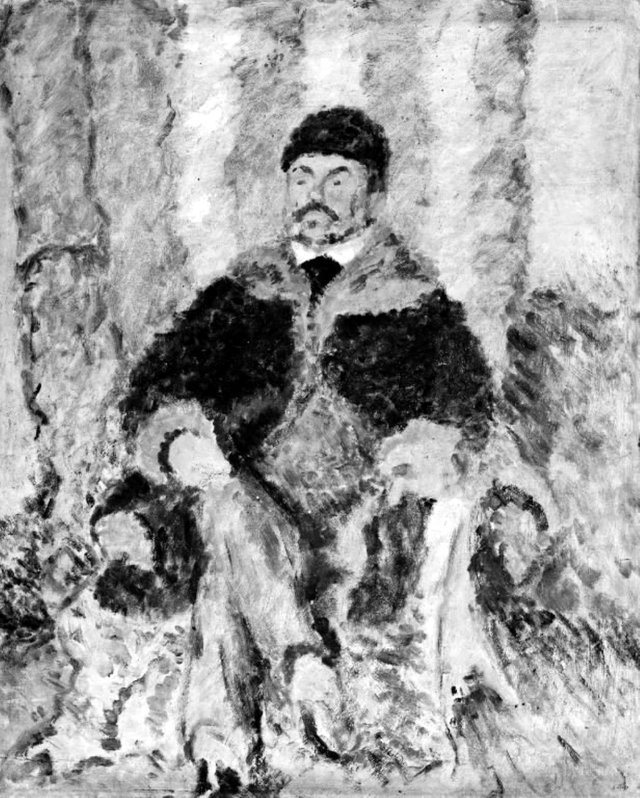 En herre i pels (kunstnerens fader) by Harald Giersing