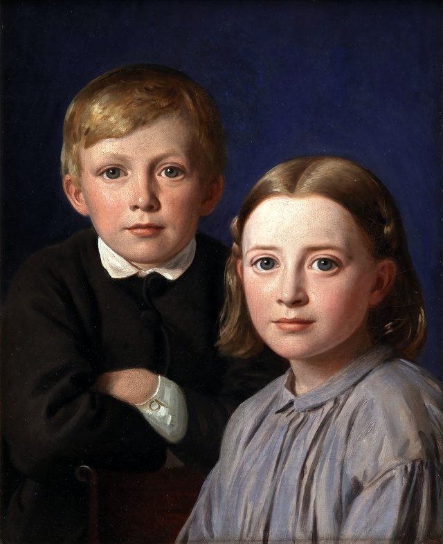 Jens Simmelkær Asmussen og Katrine Asmussen som børn by Constantin Hansen
