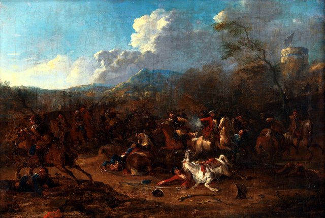 Rytterbatalje ved en fæstning by Karel Breydel