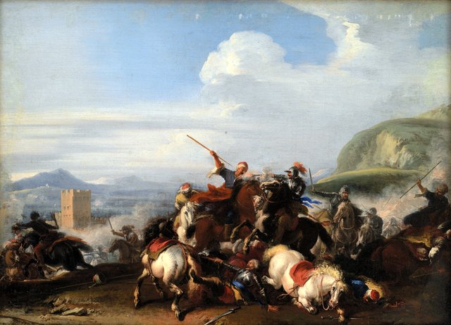 Bataille med tyrkisk cavalleri by Jacques Courtois