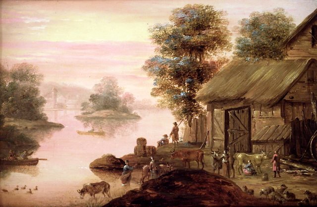 Landskab i hollandsk manér by Johan Edvard Mandelberg