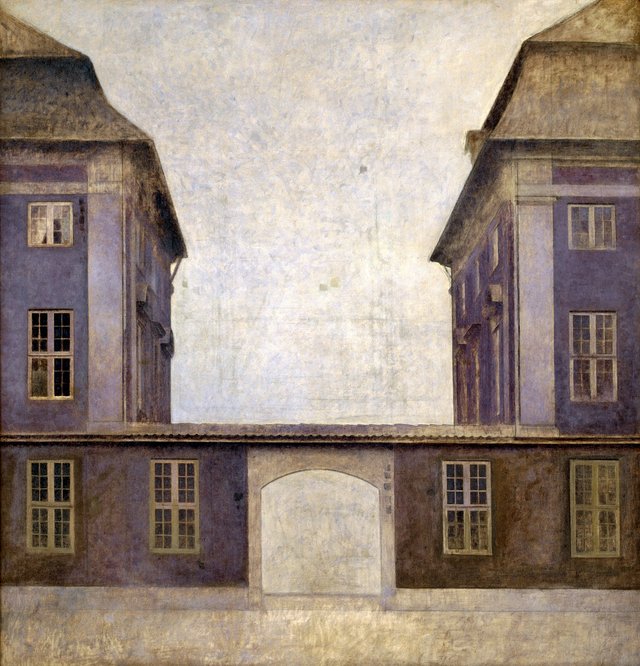 Asiatisk Compagnis bygninger, set fra St. Annæ Gade på Christianshavn, København by Vilhelm Hammershøi