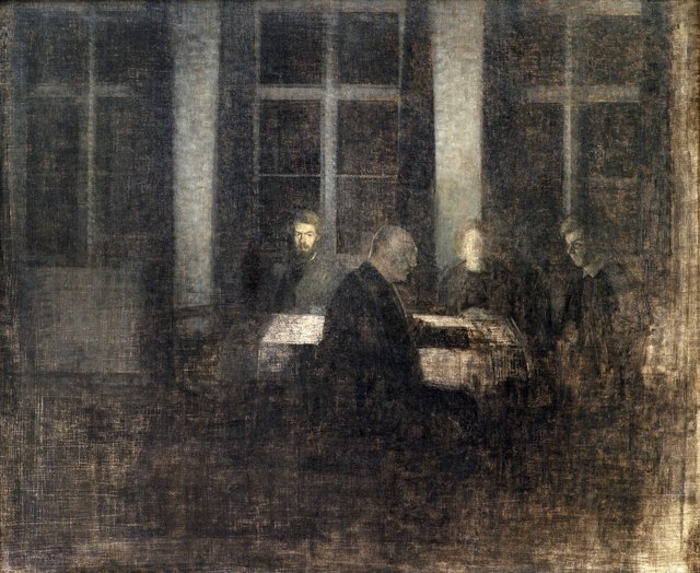 Aften i stuen by Vilhelm Hammershøi