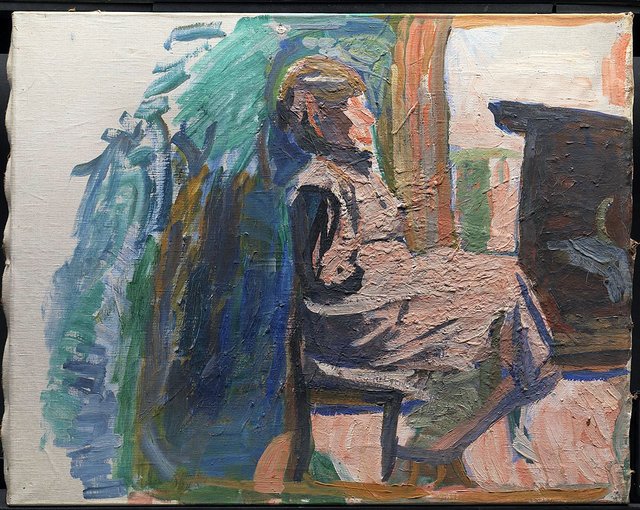 Siddende, hel figur by Niels Larsen Stevns