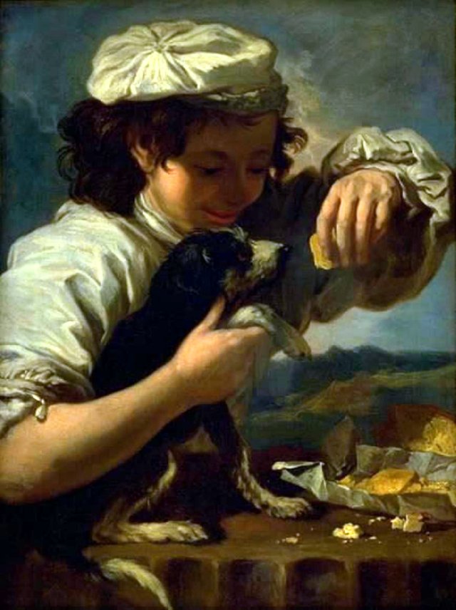 Dreng med en hund. (Allegori på "Smagen") by Bernhard Keil