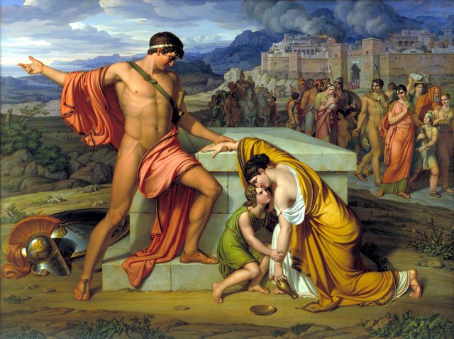 Pyrrhus og Andromache ved Hektors grav by Johan Ludwig Lund