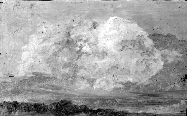 Hvid og rosa sky på lyseblå himmel by Lorenz Frølich