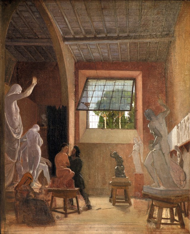 Billedhuggeren Jens Adolph Jerichau i sit atelier i Rom by David Jacobsen