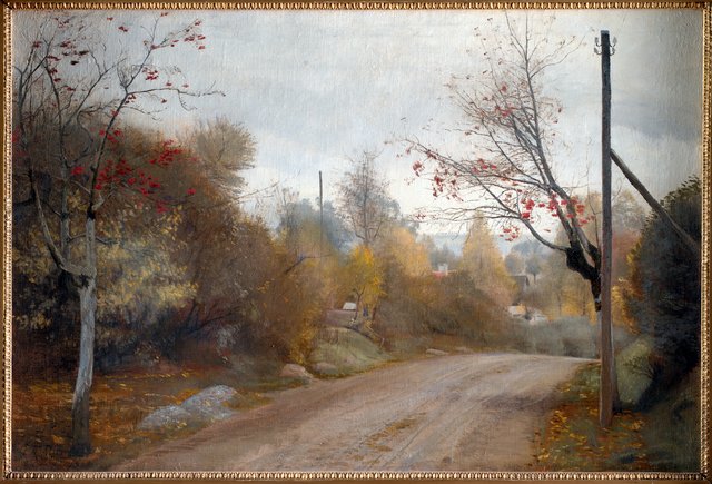 Landevejen ved Mogenstrup. Efterår by Laurits Andersen Ring
