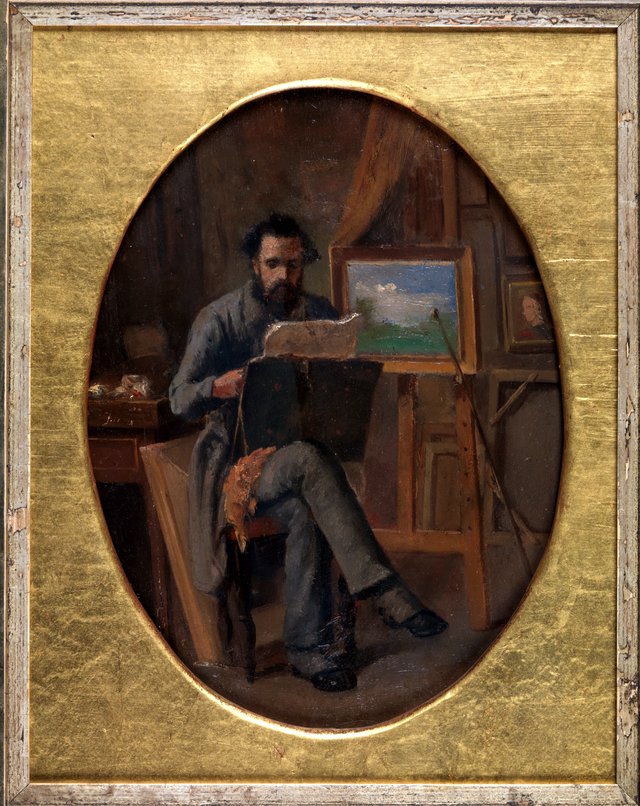 En maler i sit atelier. Selvportræt (?) by David Jacobsen