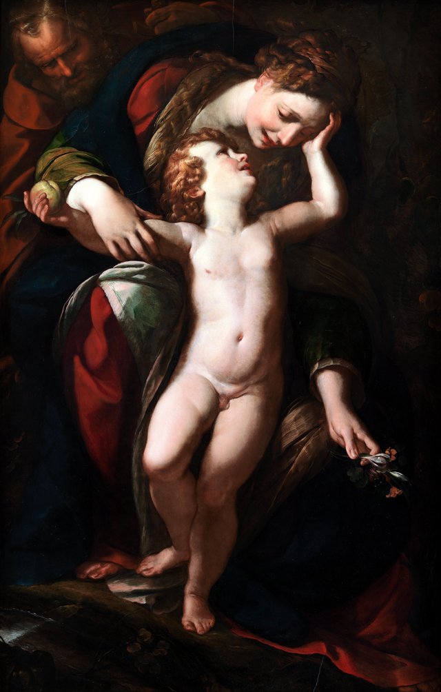 Den hellige Familie. Hvilen på flugten til Ægypten by Giulio Cesare Procaccini