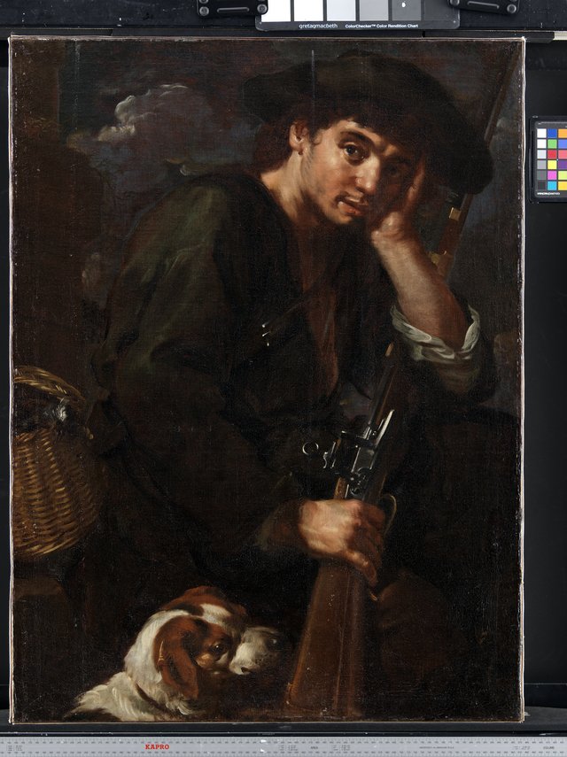 Jæger med bøsse og hund. ( Allegori på "Luften") by Bernhard Keil