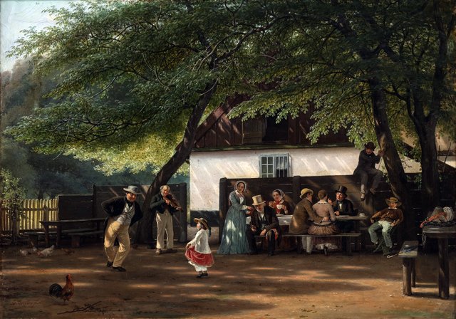 Et kaffeselskab ved et skovløberhus by David Monies