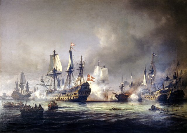 En episode af søslaget i Køge Bugt 1677 by Anton Melbye