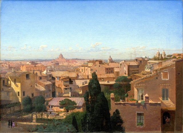 Et prospekt af Rom set fra kunstnerens bolig by Hans Jørgen Hammer