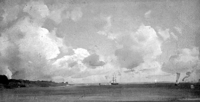 Øresund med skibe, ud for Espergærde by Vilhelm Petersen