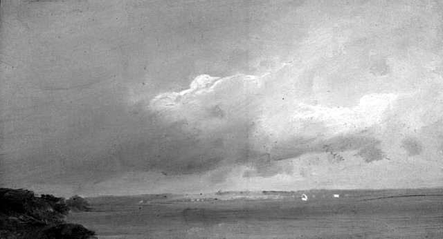 Marine med skyer. (Øresundskysten?) by Vilhelm Petersen