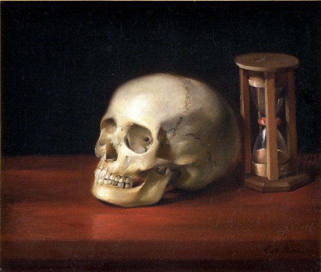 Dødningehoved og timeglas by Christian Albrecht Jensen