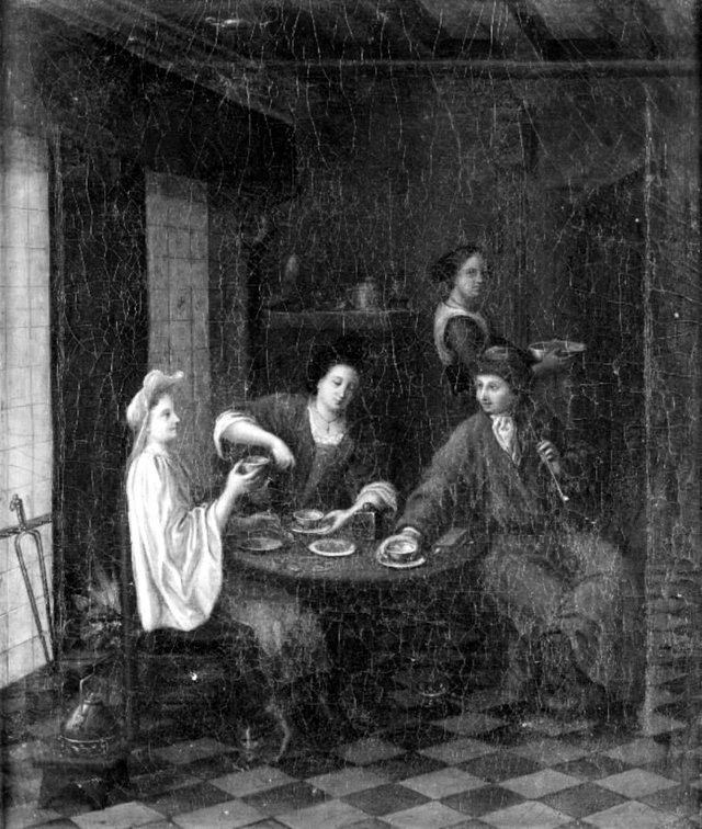 Familien ved frokostbordet by Gerrit Lundens