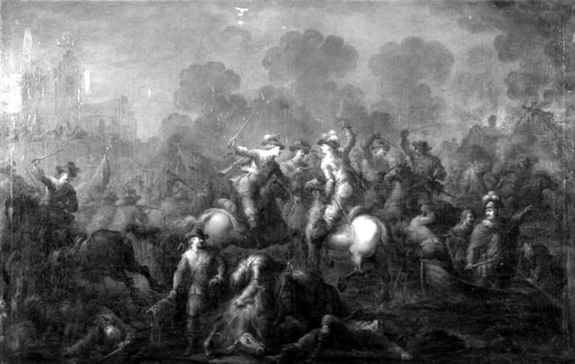 Udfaldet på Amager under Københavns belejring 1659 by Anthon Christoffer Rüde