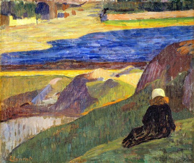 Bretonsk landskab med hvilende pige by Gad Frederik Clement