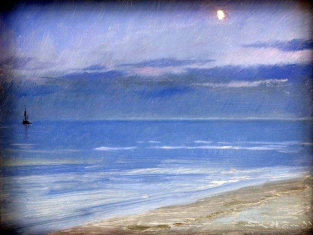 Måneskin ved Skagen Strand by Peder Severin Krøyer