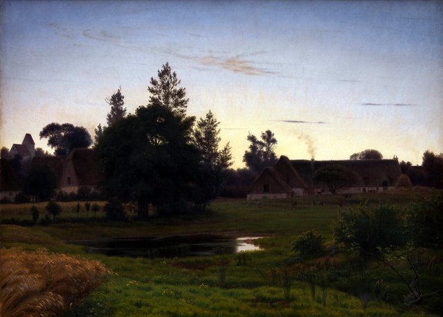 Efter solnedgang i udkanten af en landsby by Vilhelm Kyhn
