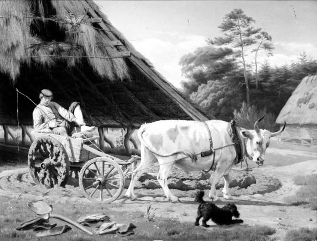 En æltevogn ved et teglværk i Jylland by Otto Bache