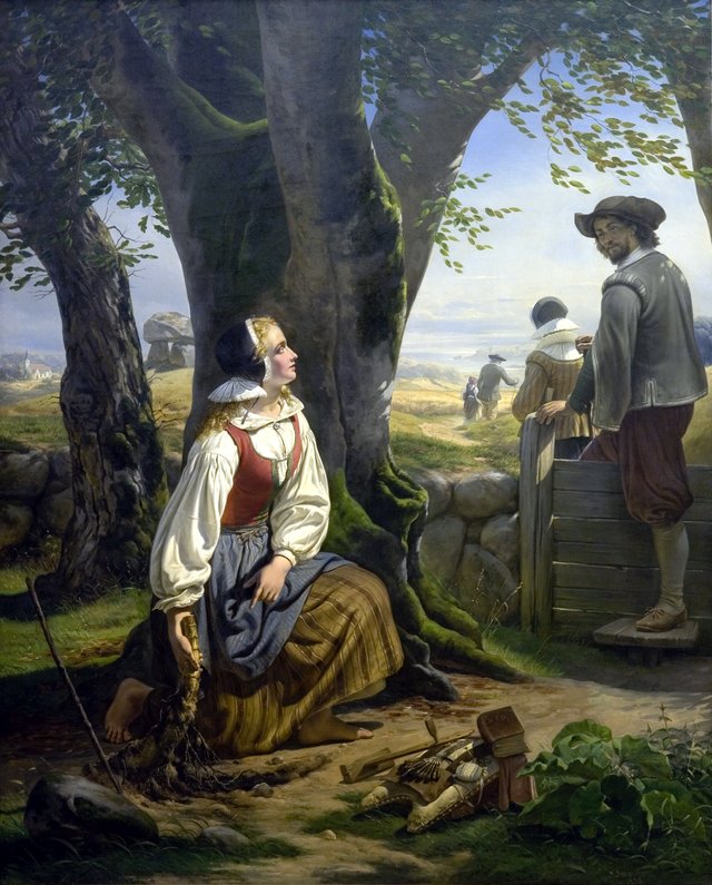 Kirstine Svends finder guldhornet ved Gallehus den 20. juli 1639 by Niels Simonsen