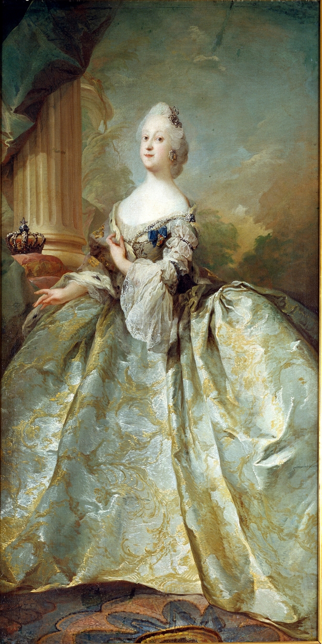 Portræt af Louise, Frederik V's første dronning by Carl Gustaf Pilo