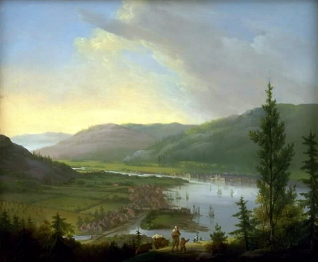 Udsigt over Drammen i Norge by Christian August Lorentzen