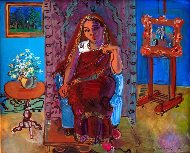 Interiør med indisk kvinde by Raoul Dufy
