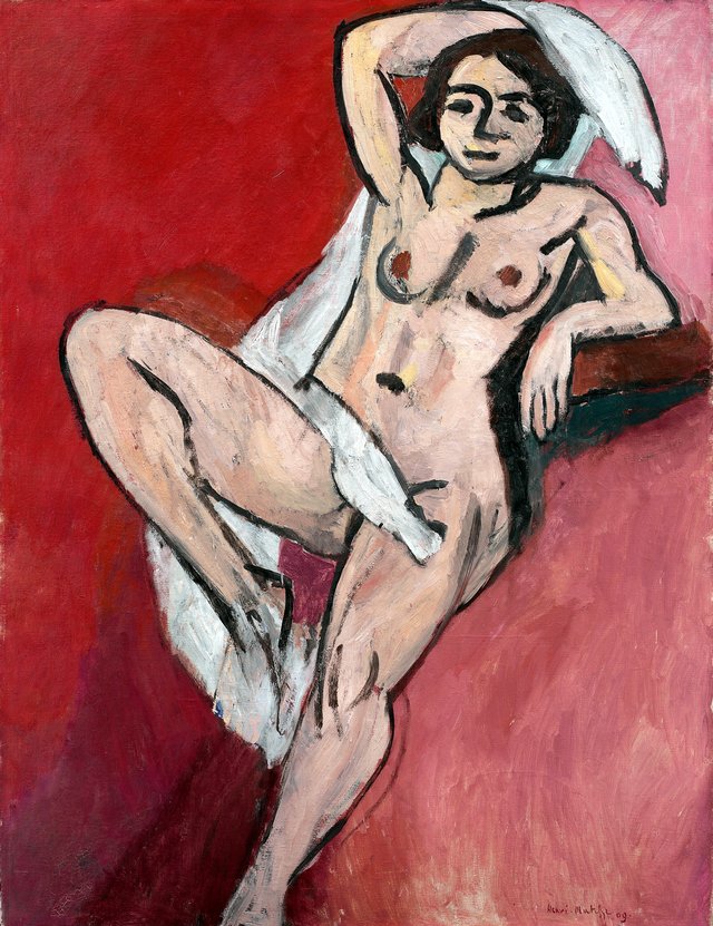 Nøgen kvinde med hvidt klæde by Henri Matisse