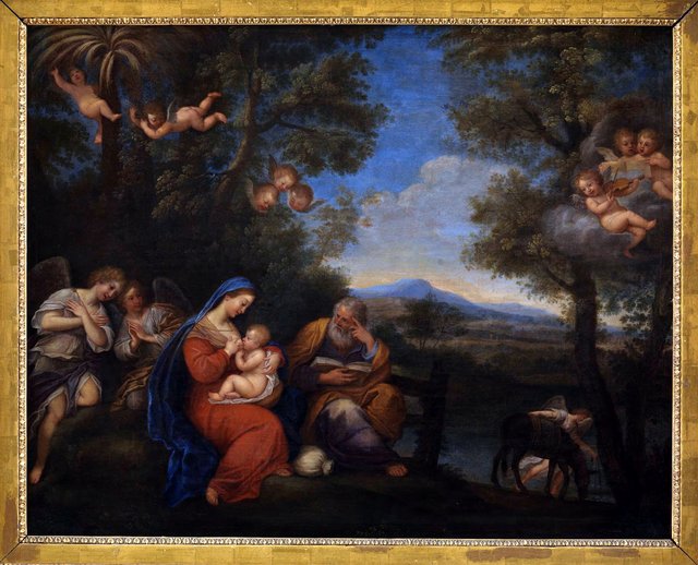 Hvilen på flugten til Egypten by Francesco Albani