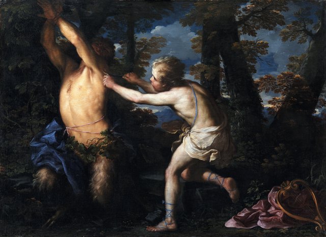 Apollon flår huden af Marsyas by Girolamo Troppa