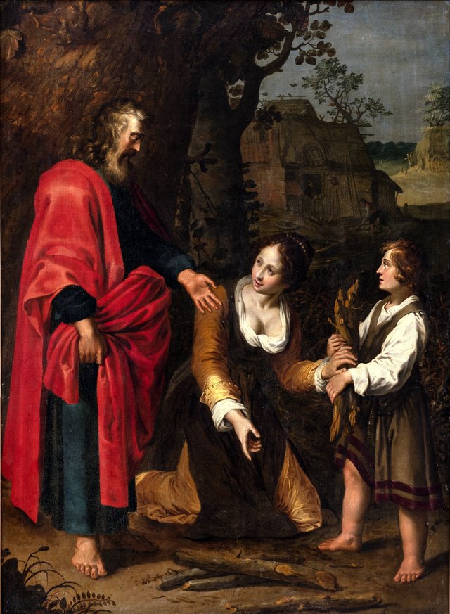 Profeten Elias hos enken i Sarepta og hendes søn by Adriaen van Nieulandt the younger