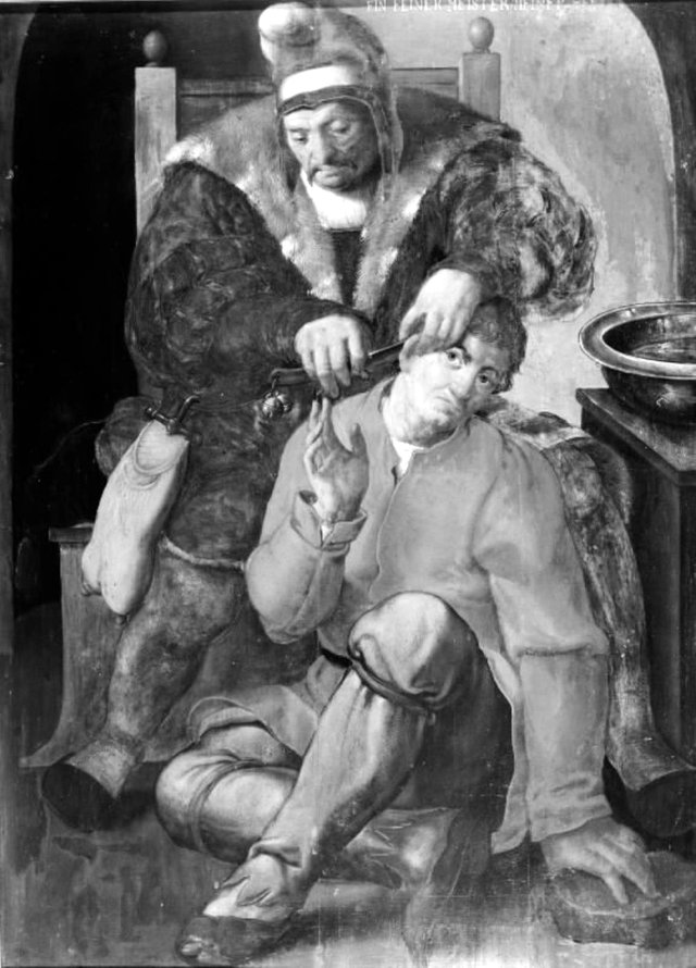 En kirurg, der opererer en bonde by Lucas van Leyden