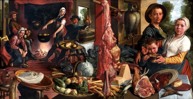 Det fede køkken. En allegori. ("Voluptas Carnis") by Pieter Aertsen