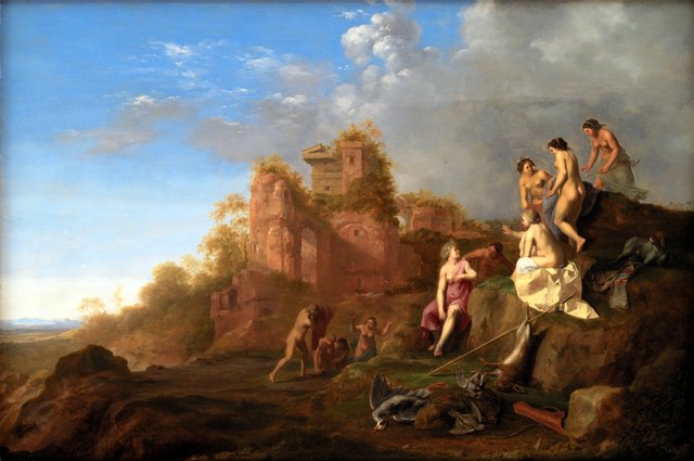 Diana og hendes nymfer by Cornelius van Poelenburgh