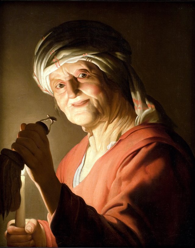 En gammel kone by Gerard van Honthorst